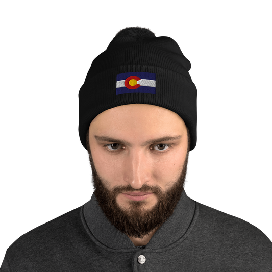 CO Flag Pom Pom Beanie